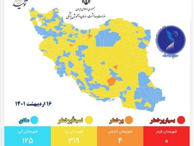 بر اساس آخرین رنگ بندی کرونایی, تمام شهرستان های خوزستان در وضعیت زرد و آبی کرونایی قرار دارند.